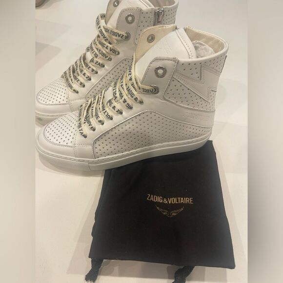 $398 Zadig & Voltaire ZV1747 High Flash Smooth Sneakers New - Picture 14 of 14